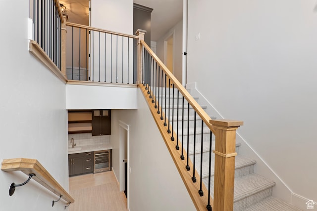 487 W 1200 N, Mapleton, UT 84664 - staircase with beverage cooler and bar