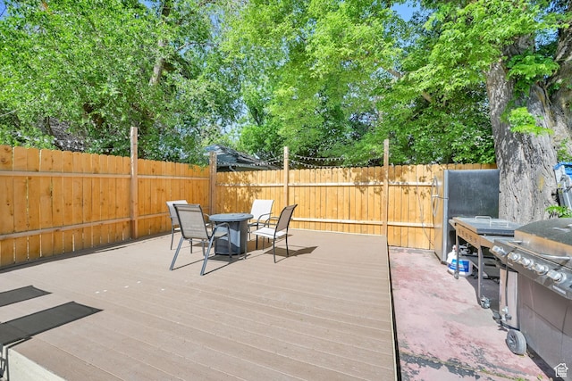 2883 S Brinker Ave E, Ogden, UT 84403 - deck featuring a fenced backyard and a grill