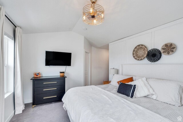 6439 W S Jordan Pkwy, South Jordan, UT 84009 - bedroom featuring lofted ceiling and light colored carpet