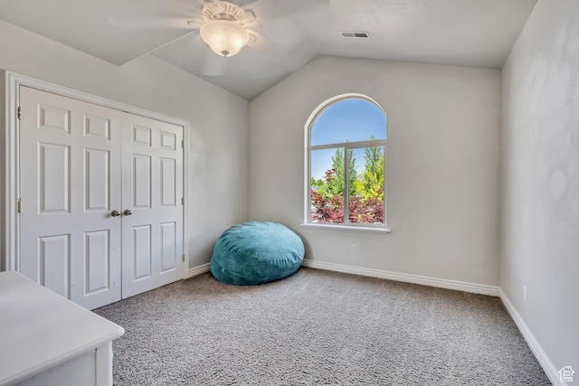 1162 E 1180 N, American Fork, UT 84003 - unfurnished office with carpet floors, a ceiling fan, vaulted ceiling, and baseboards