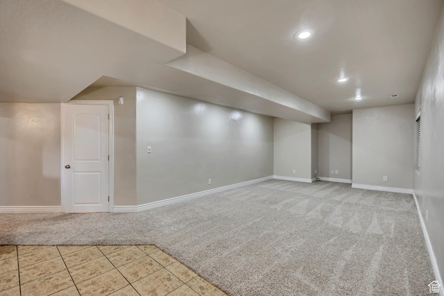 1162 E 1180 N, American Fork, UT 84003 - finished basement featuring carpet flooring, baseboards, tile patterned flooring, and recessed lighting