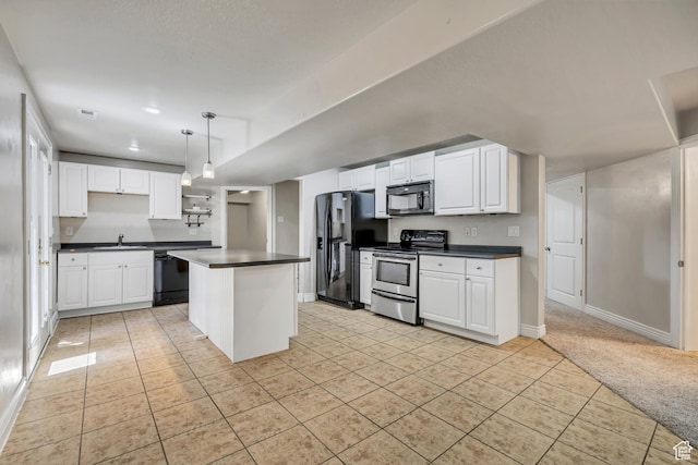 1162 E 1180 N, American Fork, UT 84003 - kitchen with black appliances, a sink, dark countertops, light tile patterned floors, and baseboards