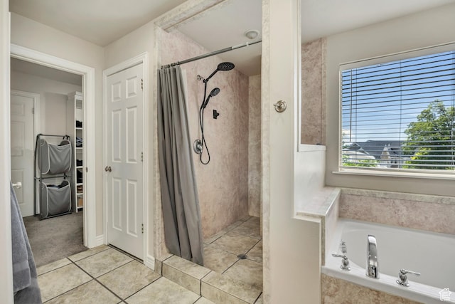 1162 E 1180 N, American Fork, UT 84003 - bathroom with a shower stall, a bath, and tile patterned floors