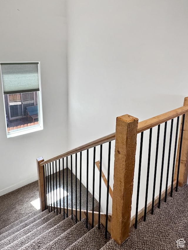 1005 S Valley View Ct, Moab, UT 84532 - staircase featuring carpet and baseboards