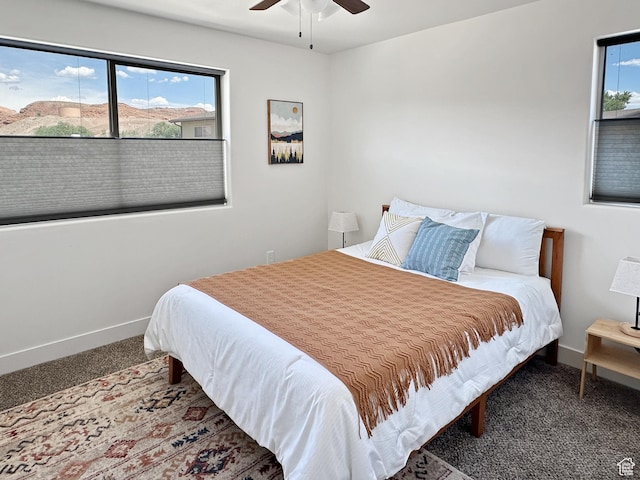 1005 S Valley View Ct, Moab, UT 84532 - carpeted bedroom with baseboards and a ceiling fan