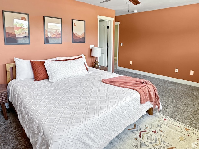 1005 S Valley View Ct, Moab, UT 84532 - carpeted bedroom with baseboards and a ceiling fan