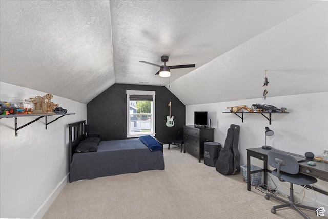 325 W 3170 S, Nibley, UT 84321 - bedroom featuring carpet, lofted ceiling, a textured ceiling, a ceiling fan, and baseboards