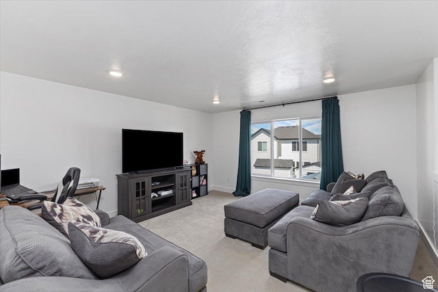 325 W 3170 S, Nibley, UT 84321 - living room with light carpet, baseboards, and recessed lighting