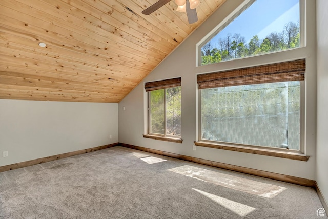 1675 S Beaver Bench Rd E Unit 1417, Heber City, UT 84032 - additional living space with lofted ceiling, wood ceiling, carpet floors, baseboards, and a ceiling fan