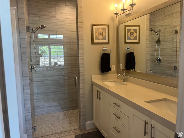 3256 W Harvest Chase Dr, South Jordan, UT 84095 - bathroom with a shower stall and double vanity