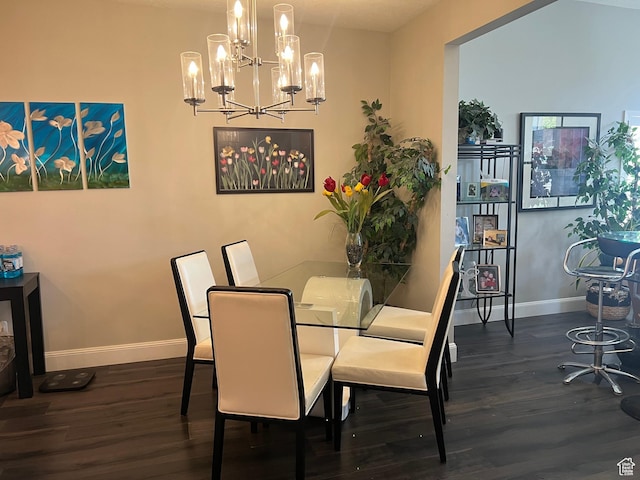 3256 W Harvest Chase Dr, South Jordan, UT 84095 - dining room featuring dark wood finished floors, baseboards, and a chandelier