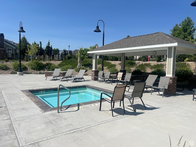 3256 W Harvest Chase Dr, South Jordan, UT 84095 - view of swimming pool featuring a gazebo, a patio area, and a pool