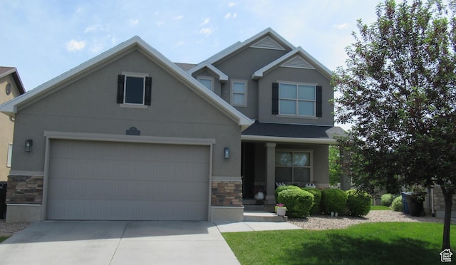 1377 Country Park Dr, Kaysville, UT 84037 - craftsman-style house featuring stone siding, stucco siding, concrete driveway, and a garage