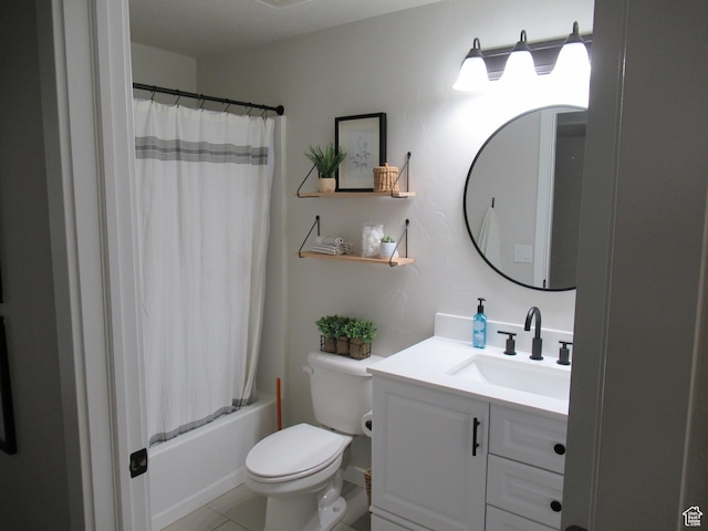 1377 Country Park Dr, Kaysville, UT 84037 - full bath with vanity, toilet, shower / tub combo with curtain, and tile patterned flooring