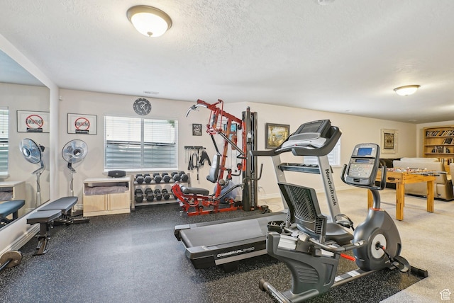 9451 S Peaceful View Way S, Jordan, UT 84095 - exercise area featuring plenty of natural light and a textured ceiling