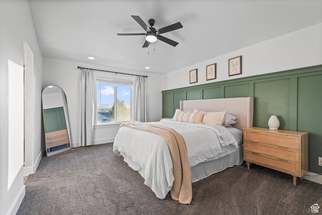104 S 1250 E, Santaquin, UT 84655 - bedroom featuring dark colored carpet, recessed lighting, and a ceiling fan