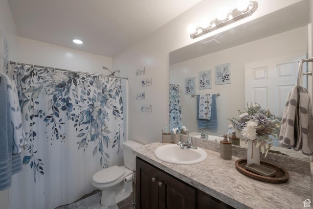 491 Travertine Way, Santaquin, UT 84655 - bathroom with vanity, toilet, and curtained shower