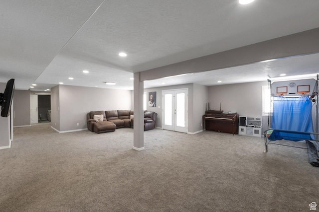 491 Travertine Way, Santaquin, UT 84655 - basement with carpet flooring, baseboards, recessed lighting, and a textured ceiling
