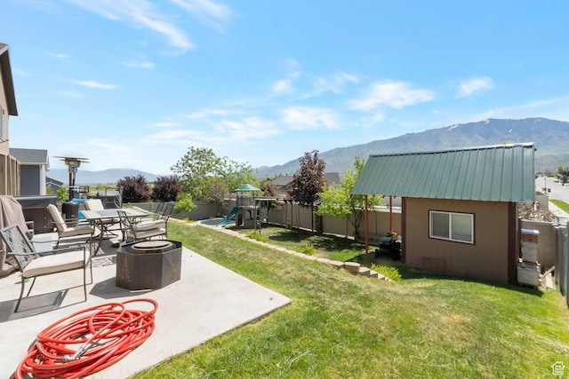 491 Travertine Way, Santaquin, UT 84655 - view of yard with a mountain view, a playground, and a patio area