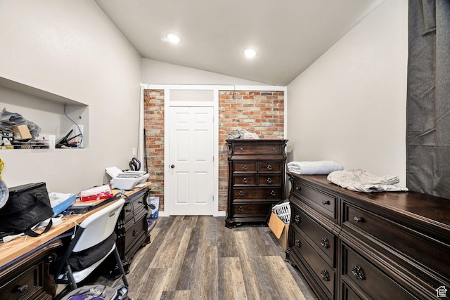 10205 W 10400 N, Tremonton, UT 84337 - office area with lofted ceiling, dark wood-type flooring, and recessed lighting