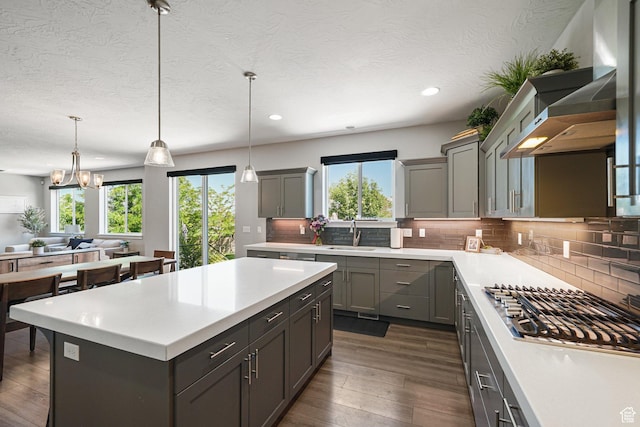 149 E 230 N, Vineyard, UT 84059 - kitchen featuring stainless steel gas stovetop, plenty of natural light, light countertops, recessed lighting, and a textured ceiling