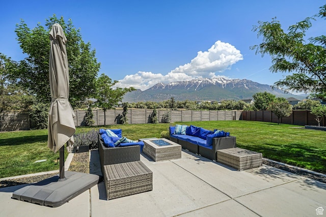 149 E 230 N, Vineyard, UT 84059 - view of patio featuring an outdoor living space with a fire pit and a mountain view
