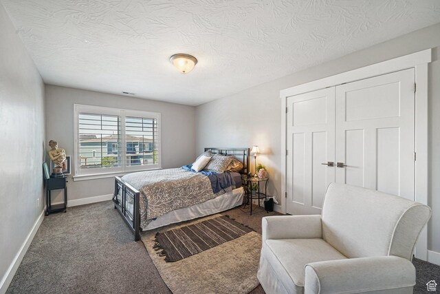 149 E 230 N, Vineyard, UT 84059 - carpeted bedroom with baseboards, a textured ceiling, and a closet