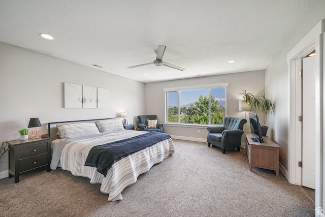 149 E 230 N, Vineyard, UT 84059 - bedroom featuring carpet floors, ceiling fan, baseboards, recessed lighting, and a textured ceiling