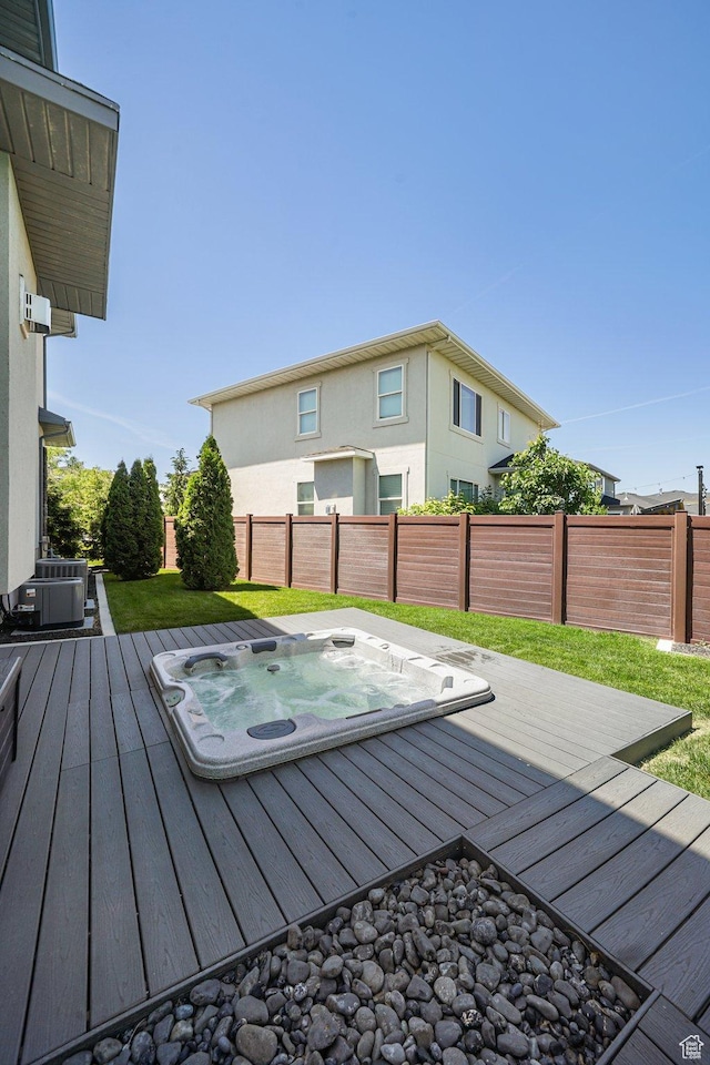 149 E 230 N, Vineyard, UT 84059 - wooden terrace with a fenced backyard and central AC unit