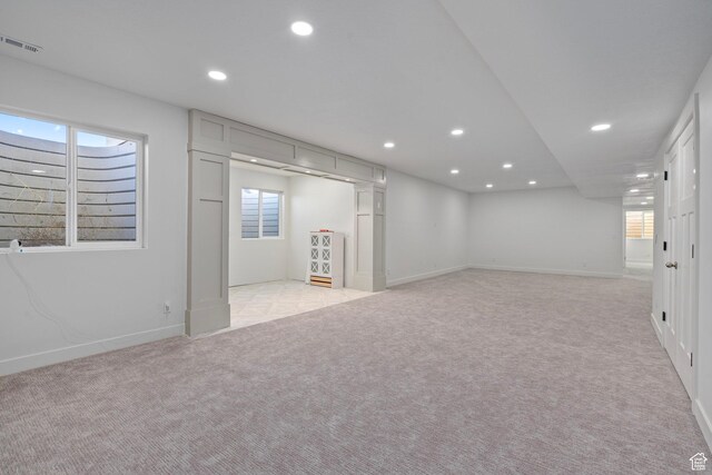 648 W 400 N, Mapleton, UT 84664 - below grade area with recessed lighting, light colored carpet, and baseboards
