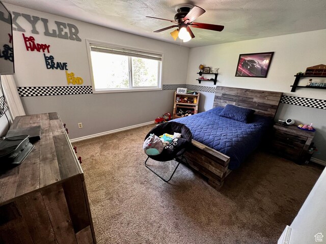 130 Cascade Quey St, Soda Springs, ID 83276 - bedroom featuring carpet floors, baseboards, and ceiling fan
