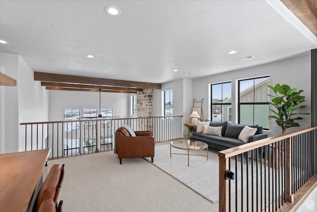 3651 N 200 E, North Ogden, UT 84414 - carpeted living area featuring recessed lighting and a textured ceiling