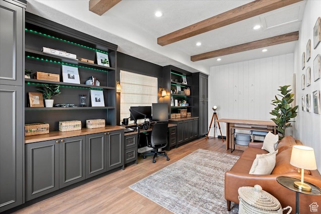 3651 N 200 E, North Ogden, UT 84414 - office with beamed ceiling, light wood-type flooring, and recessed lighting