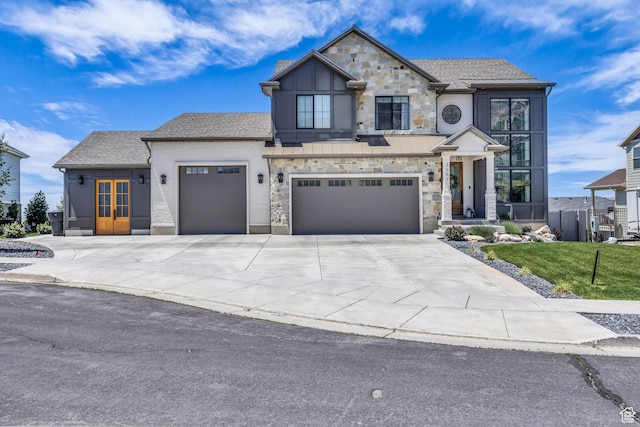 3651 N 200 E, North Ogden, UT 84414 - view of front of home featuring concrete driveway, a front lawn, stone siding, and an attached garage