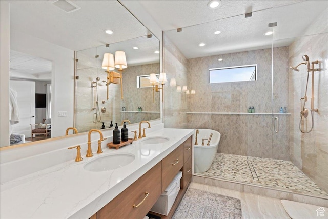 3651 N 200 E, North Ogden, UT 84414 - bathroom with a shower stall, double vanity, a soaking tub, ensuite bathroom, and recessed lighting