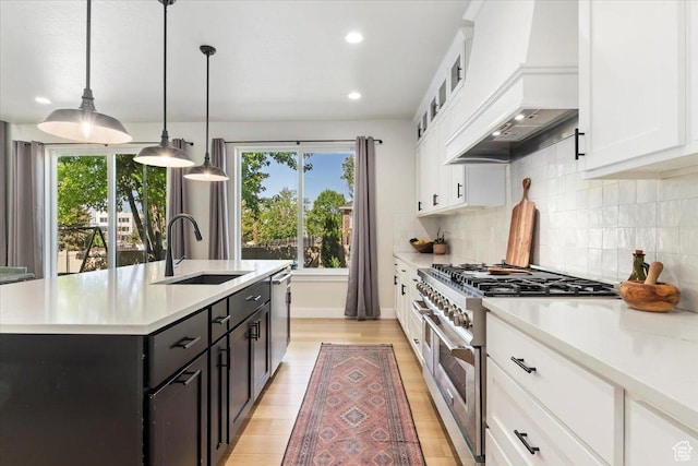 325 N 1200 E, American Fork, UT 84003 - kitchen with appliances with stainless steel finishes, a sink, custom range hood, white cabinets, and light countertops