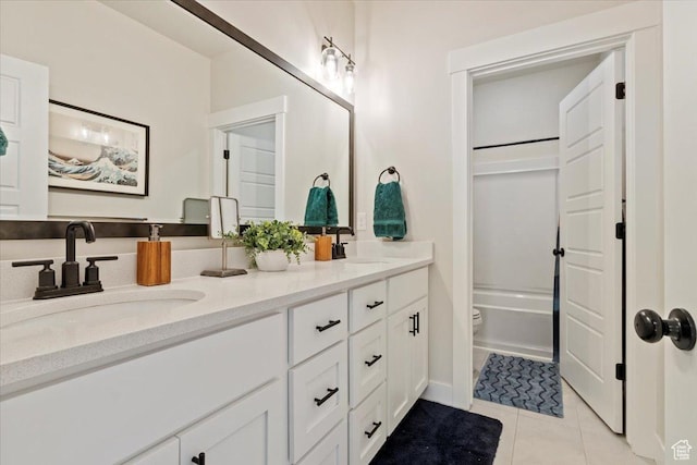 325 N 1200 E, American Fork, UT 84003 - full bathroom featuring double vanity, tile patterned floors, toilet, and tub / shower combination