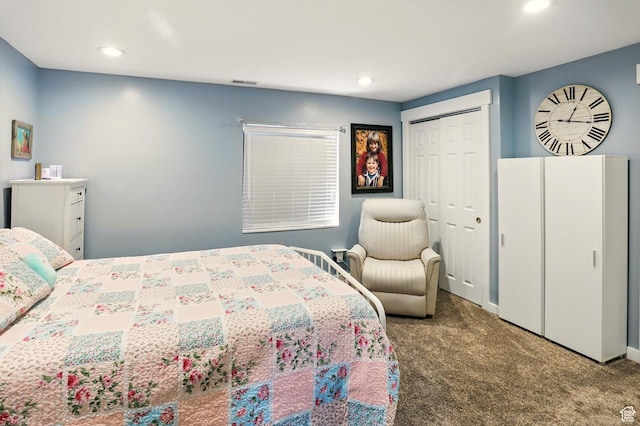 5186 W Hedgerose Dr S, Herriman, UT 84096 - bedroom featuring carpet floors, recessed lighting, and a closet