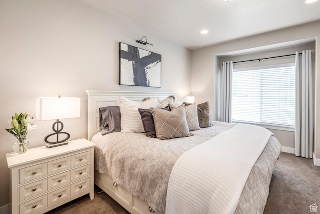 1722 W Naxos Ln, South Jordan, UT 84095 - bedroom with dark colored carpet, baseboards, and recessed lighting
