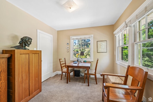 114 N Virginia St, Salt Lake City, UT 84103 - dining area featuring healthy amount of natural light, light carpet, and baseboards