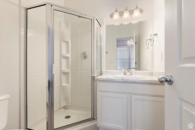 5377 W Bowstring Way S, Jordan, UT 84009 - bathroom with a shower stall, vanity, and toilet