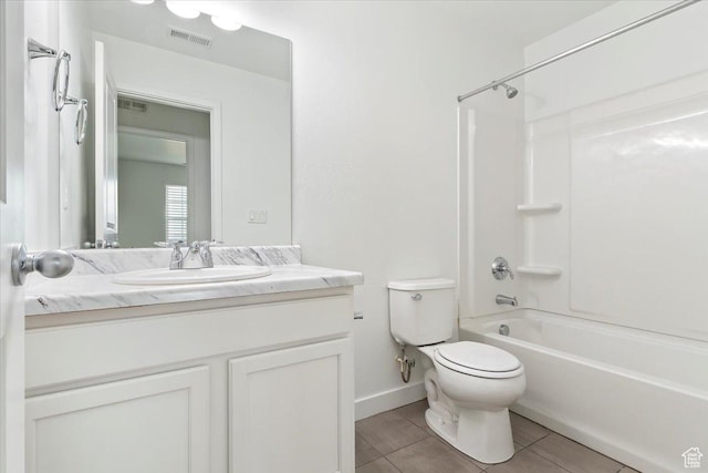 5377 W Bowstring Way S, Jordan, UT 84009 - bathroom featuring toilet, vanity, bathtub / shower combination, baseboards, and tile patterned floors
