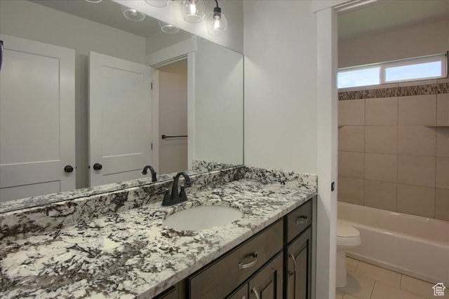 4016 W 625 S, West Point, UT 84015 - full bathroom featuring toilet, vanity, tile patterned floors, and  shower combination