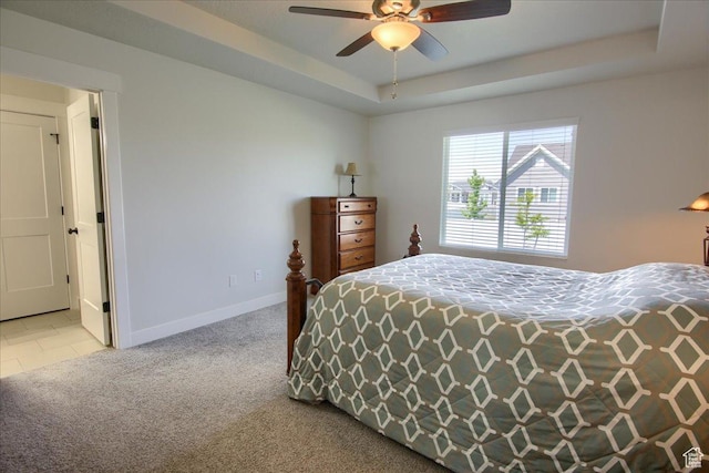 4016 W 625 S, West Point, UT 84015 - carpeted bedroom with a raised ceiling, baseboards, and ceiling fan