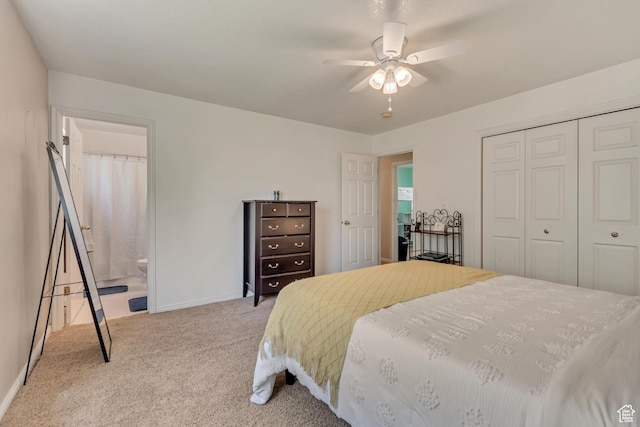 775 N 250 W, Springville, UT 84663 - carpeted bedroom with a closet, baseboards, ensuite bath, and a ceiling fan
