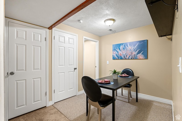 11770 S Dry Creek Rd, Sandy, UT 84094 - home office with baseboards, light carpet, and a textured ceiling