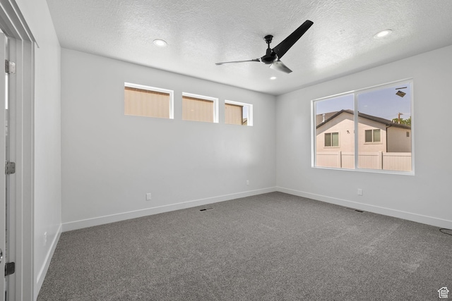 387 N 300 E, Payson, UT 84651 - carpeted empty room with a textured ceiling, a ceiling fan, and recessed lighting
