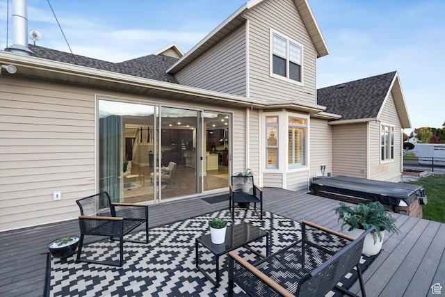 1697 S 3200 W, Logan, UT 84321 - wooden terrace with a covered hot tub