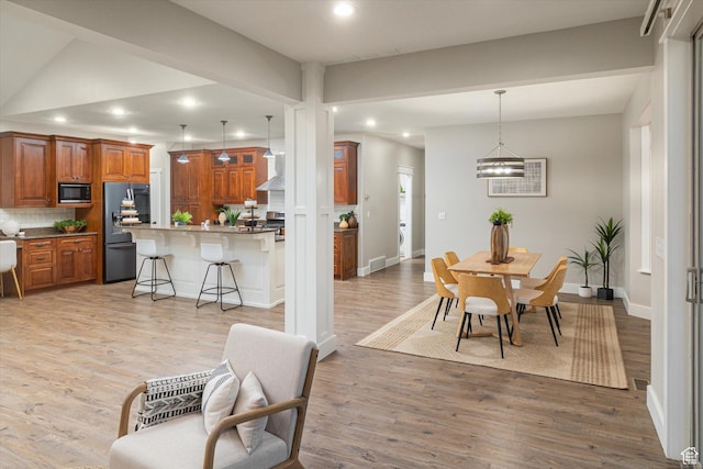 1697 S 3200 W, Logan, UT 84321 - dining area with recessed lighting, light wood-type flooring, and baseboards