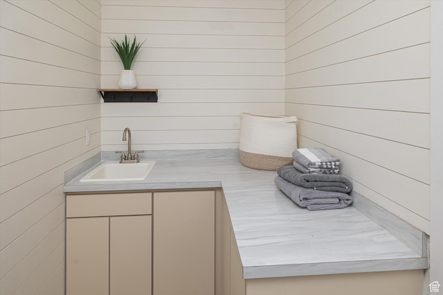 1697 S 3200 W, Logan, UT 84321 - bathroom with vanity and wooden walls